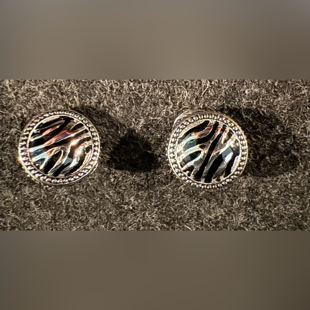 Vintage Premier Design pierced zebra print earrings $25 new